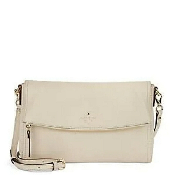 Kate Spade Cobble Hill Carson Cream Leather Fold Over Crossbody Bag